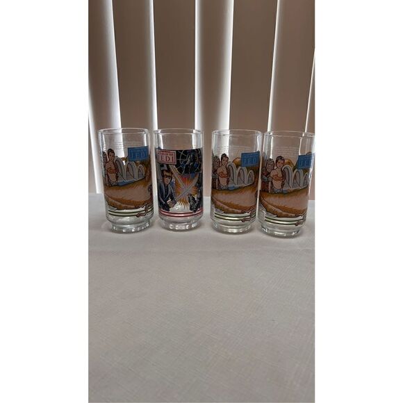 STAR WAR RETUN OF THE JEDI VINTAGE GLASSES BURGER KING SET OF 4 - Picture 3 of 11
